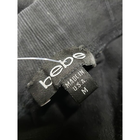 Vintage USA Made Bebe Women's Sweatpants Rhinestones Logo Drawstring Black Sz M - Picture 5 of 13